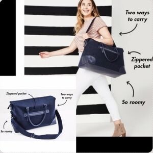 DSW Exclusive Felt Weekender Bag Tote Large Navy Blue